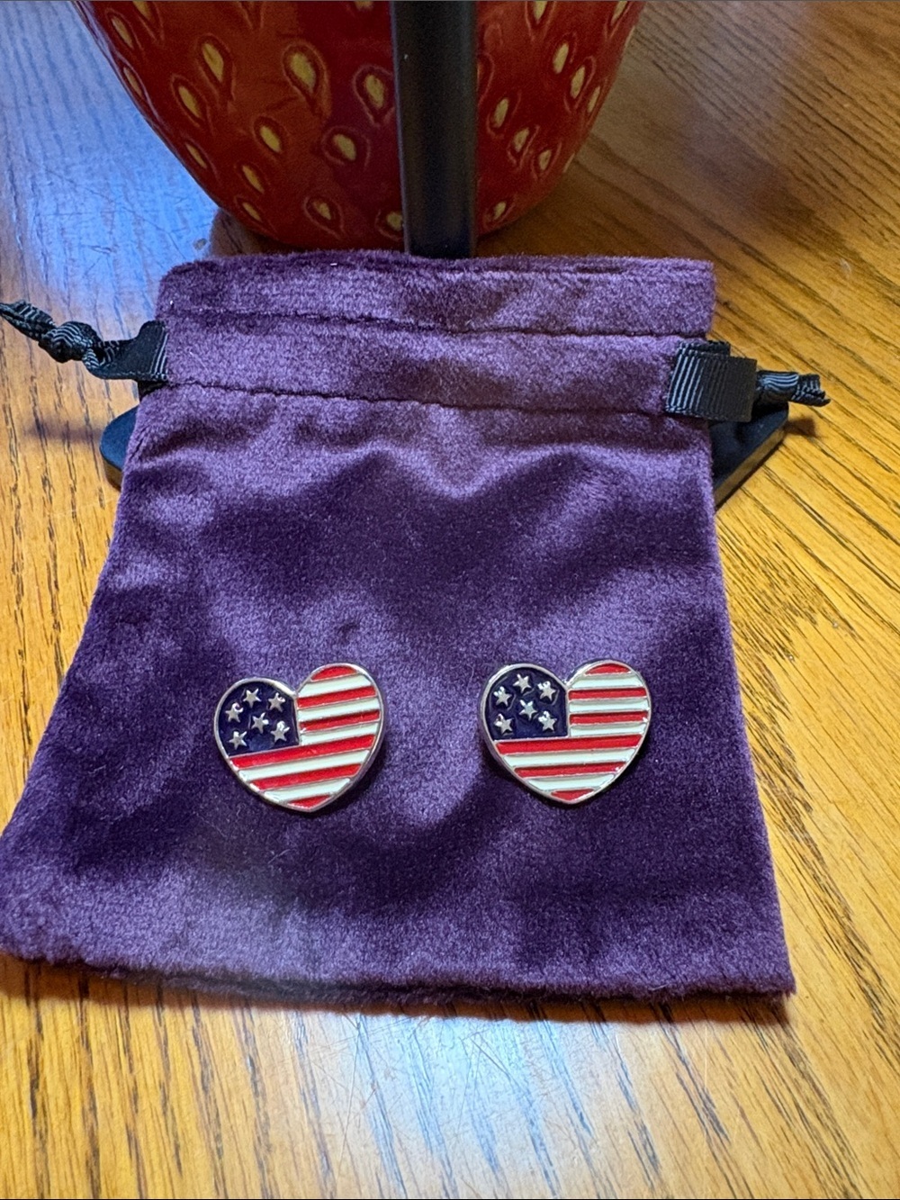 American Flag Heart Lapel Pins - Set of Two
